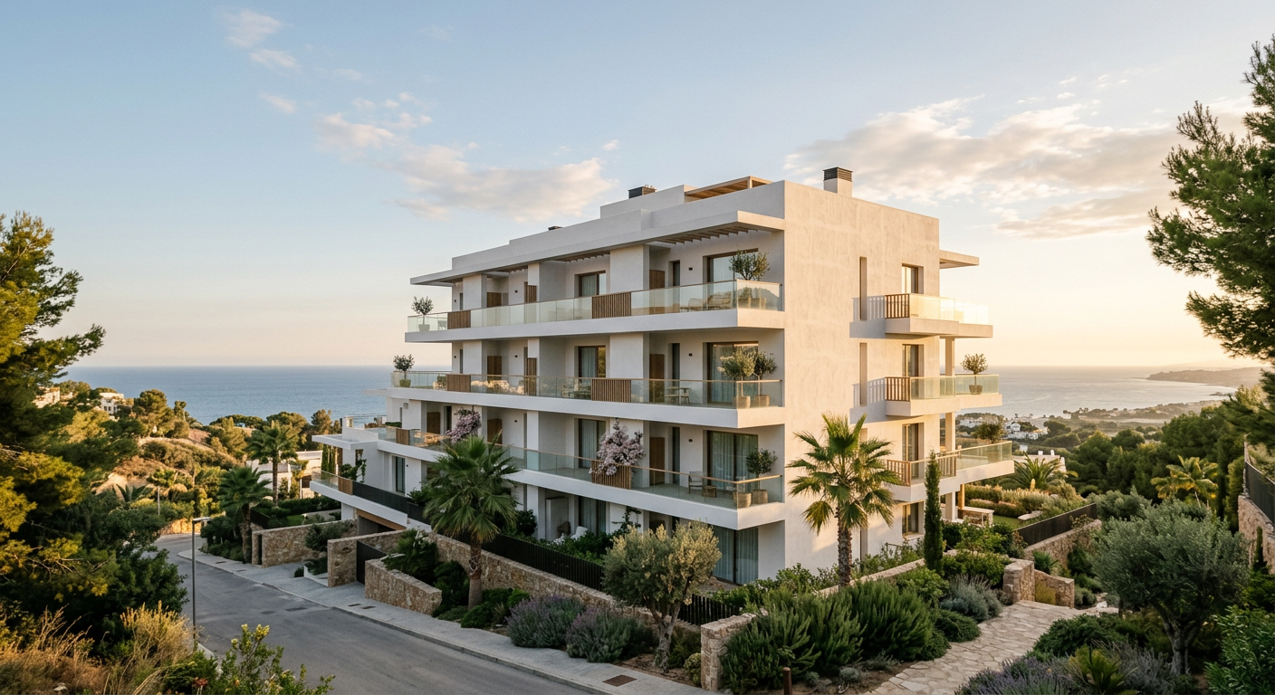 Fachada de un edificio residencial mediterráneo
